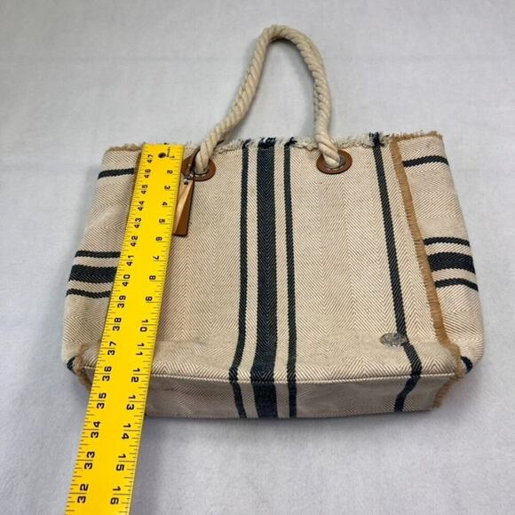 Vince Camuto Ulla-To Striped Tote Bag Purse Beach Summer Tan Beige/Blue - Picture 5 of 10